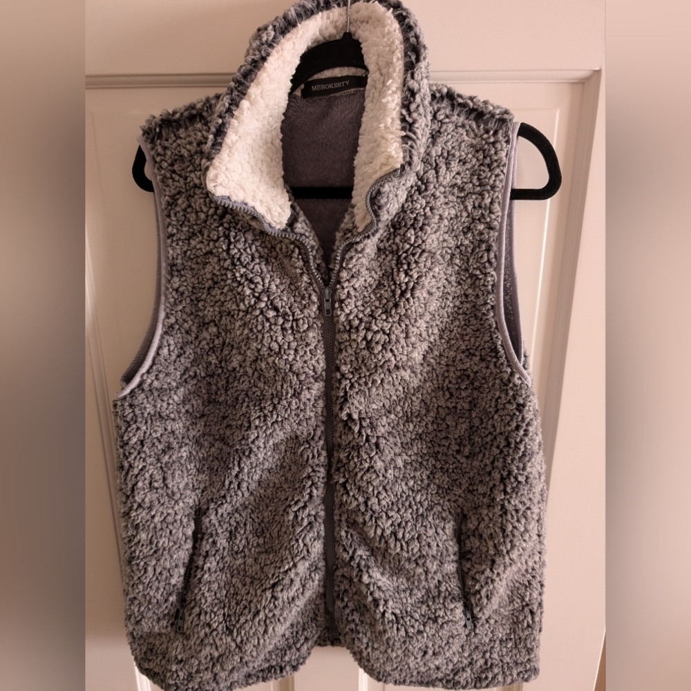 Gray Sherpa Fleece Vest